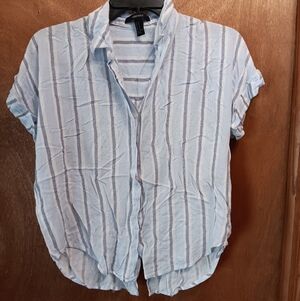Forever 21 Light Blue Striped Blouse